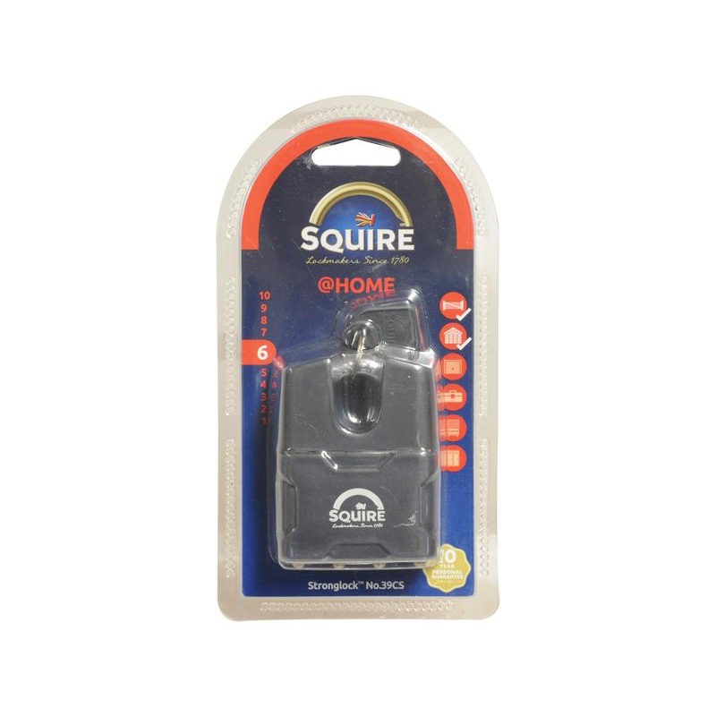 Squire Stronglock Pin Tumbler Padlock - Key Alike - Steel, Body width: 54mm (Security rating: 6) | Sparex Part Number: S.164754