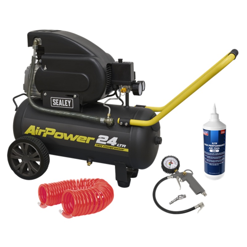 Sealey | Air Compressor 24L Direct Drive 2hp 110V Site Combo - SAC2420E110VSC