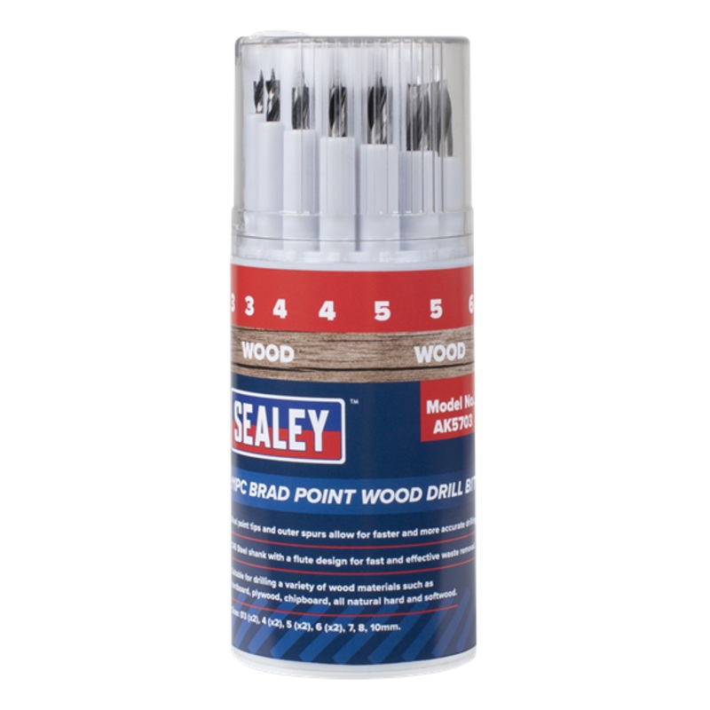 Sealey | Brad Point Wood Drill Bit Set 11pc - AK5703