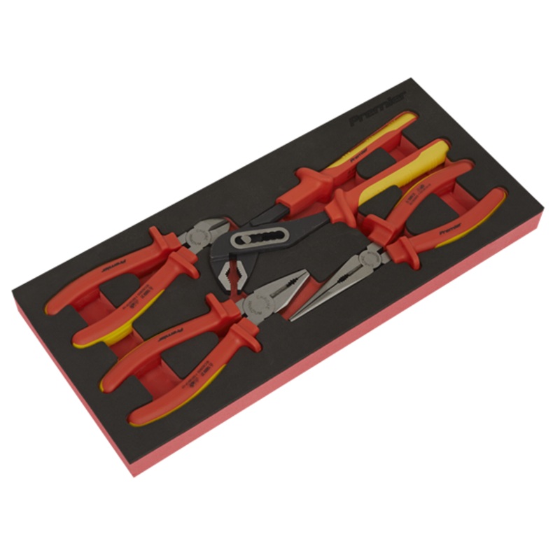 Sealey | Premier Insulated Pliers Set with Tool Tray 4pc - VDE Approved - TBTE07