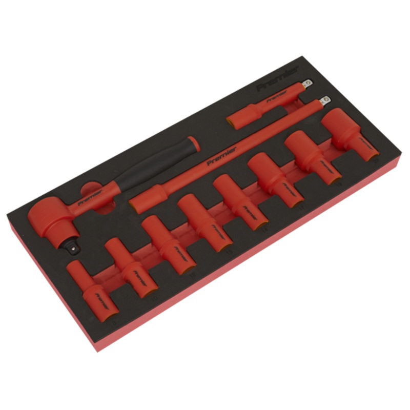 Sealey | Premier Insulated Socket Set with Tool Tray 3/8"Sq Drive 11pc - VDE Approved - TBTE01