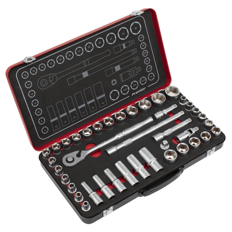 Sealey | Premier Platinum Metric/Imperial Socket Set 1/2"Sq Drive 40pc - AK7925