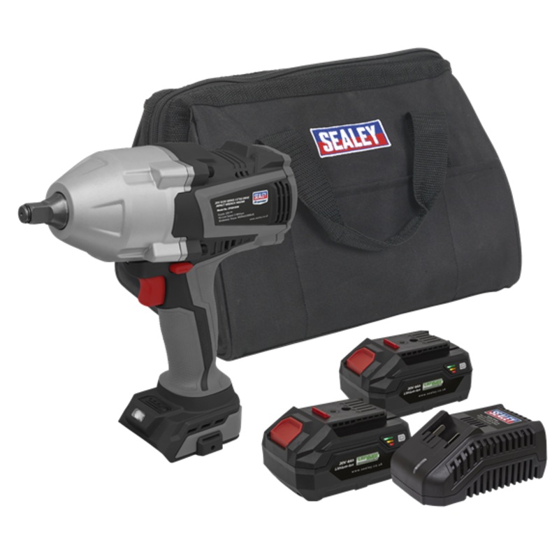 Sealey | Premier SV20 Series Cordless Impact Wrench Kit 20V 4Ah - 2 Batteries - CP20VXIWKIT1