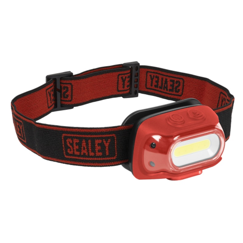 Sealey | Rechargeable Head Torch with Auto-Sensor 8W COB LED - Red - HT08RR