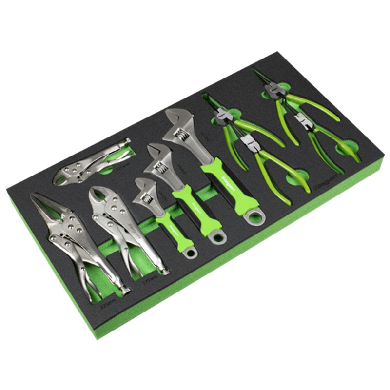Sealey | Siegen Adjustable Wrench & Pliers Set with Tool Tray 10pc - S01278