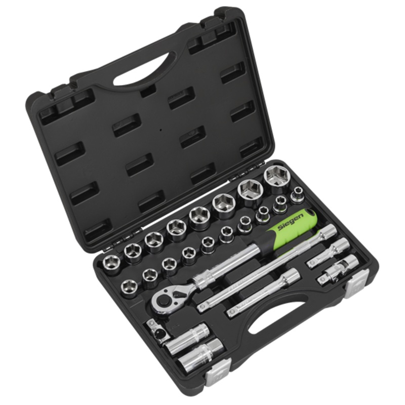 Sealey | Siegen Extendable Ratchet Socket Set 1/2"Sq Drive 26pc - S01288