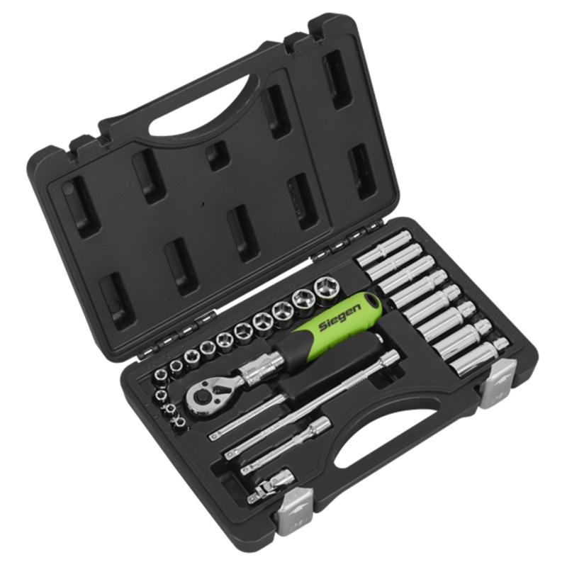 Sealey | Siegen Extendable Ratchet Socket Set 1/4"Sq Drive 26pc - S01286