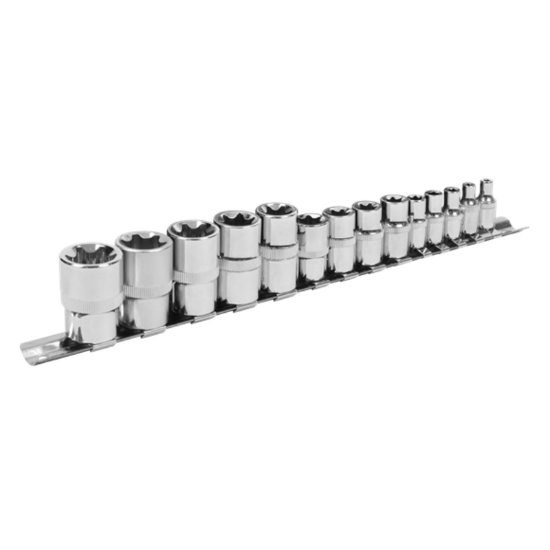 Sealey | Siegen TRX-Star* Socket Set E4-E24 1/4", 3/8" & 1/2"Sq Drive 14pc - S01265