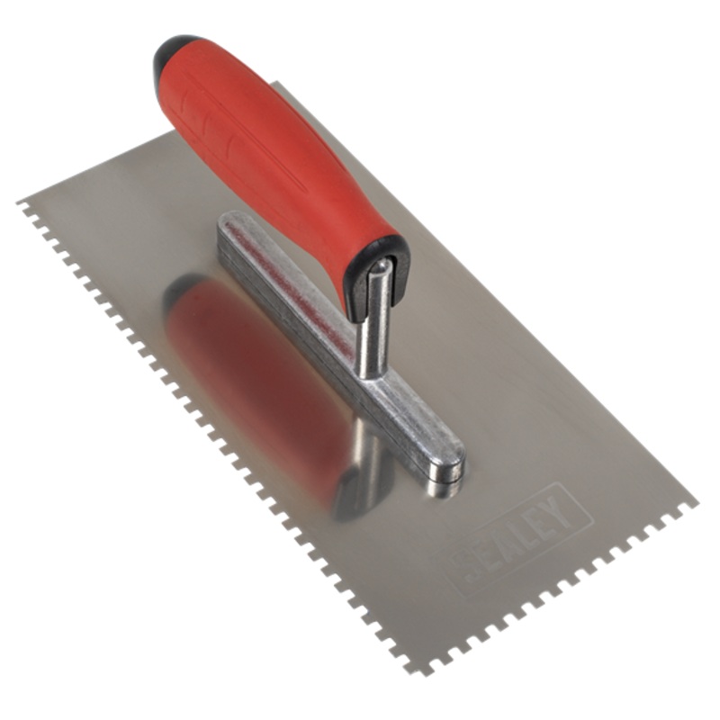 Sealey | Stainless Steel 4mm Notched Trowel with Rubber Handle 270mm - T7804