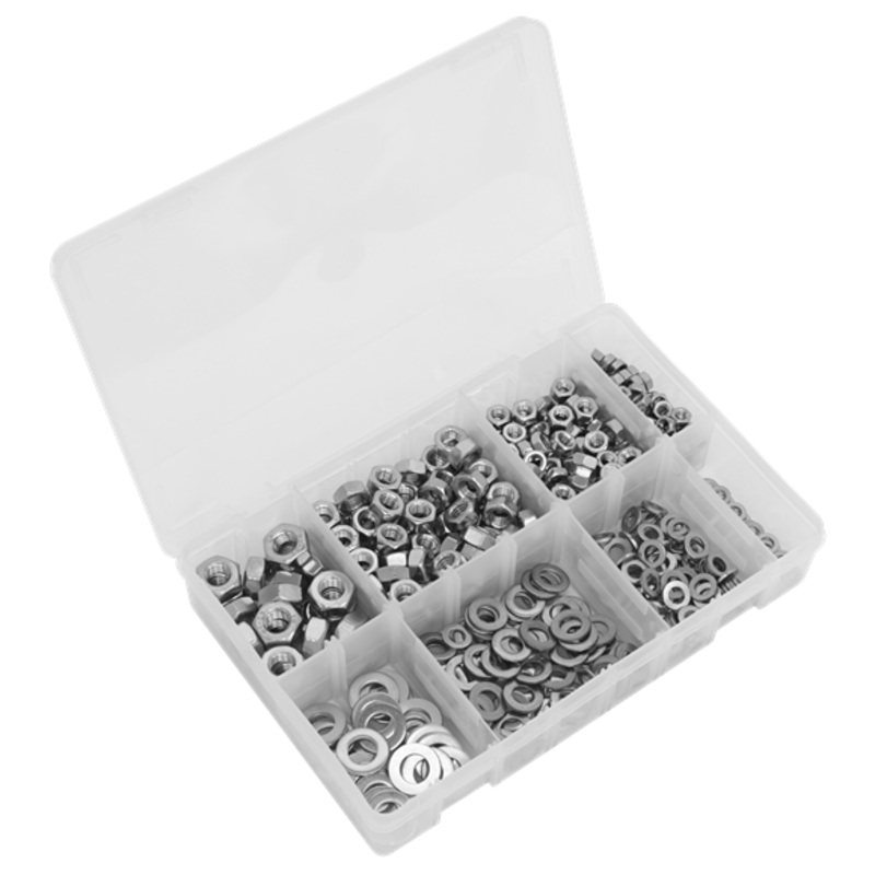 Sealey | Stainless Steel Nut and Washer Assortment M5-M10 500pc - AB077NW