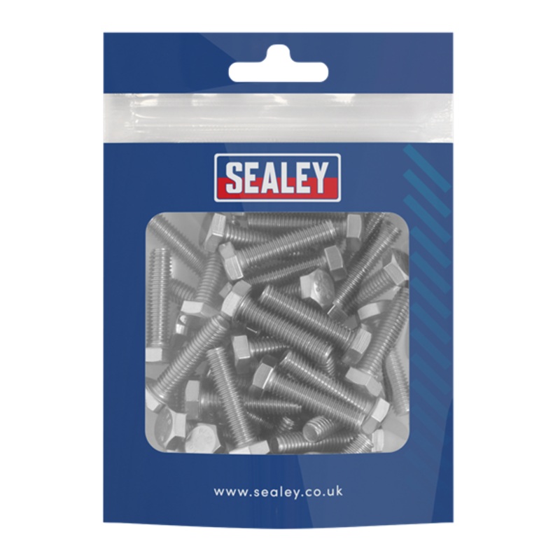 Sealey | Stainless Steel Set Screw M6 x 25mm 1mm Pitch, DIN 933 - Pack of 50 - S625S