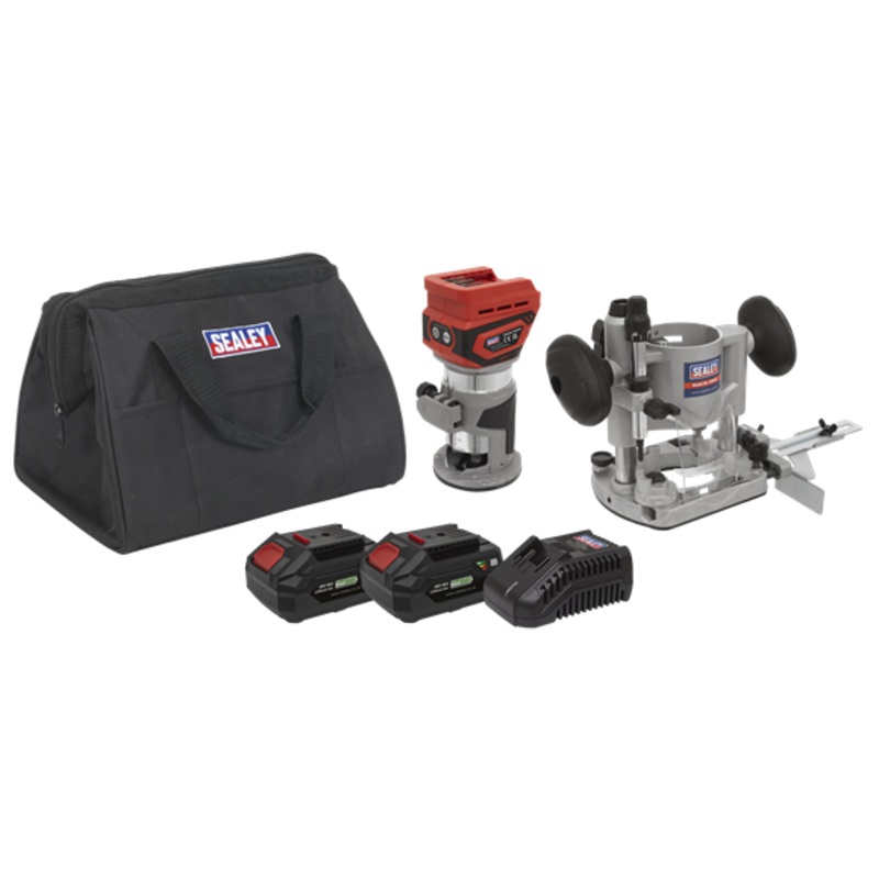 Sealey | SV20 Series Cordless Trimming Router Kit 20V 4Ah - 2 Batteries - CP20VTRKIT