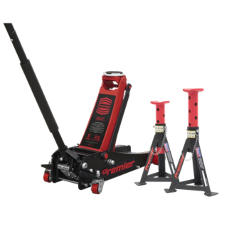 Sealey | Trolley Jack 3 Tonne & Axle Stands (Pair) 3 Tonne per Stand Combo - 3040ARCOMBO