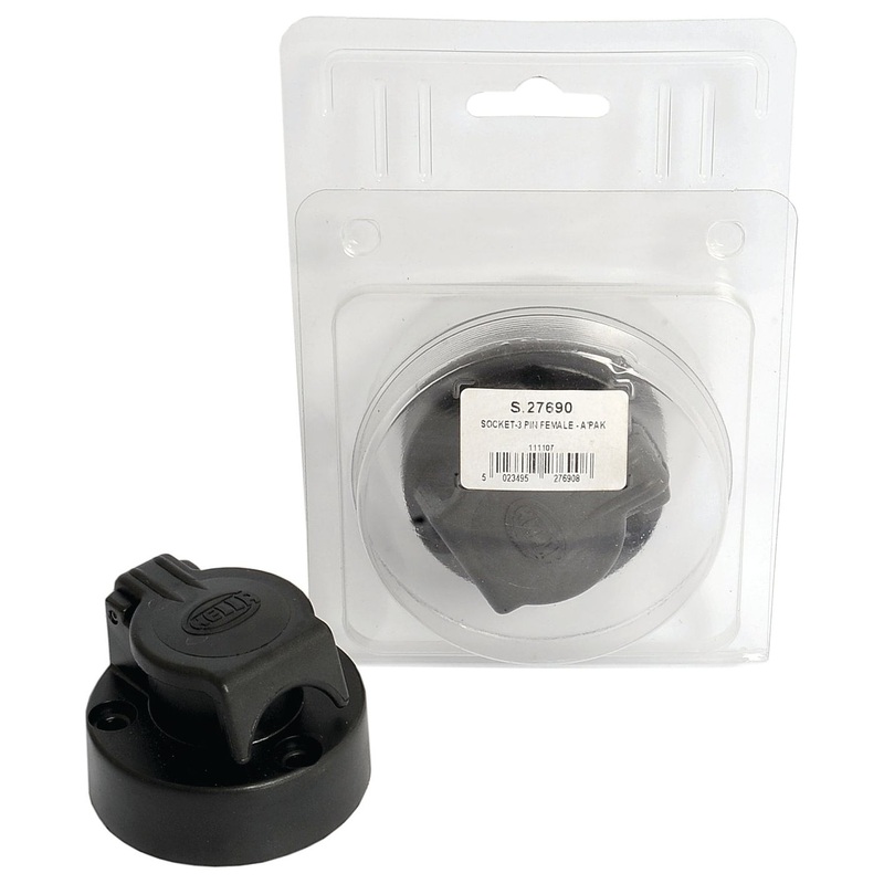 3 Pin Auxiliary Female Socket (Plastic) Agripak | Sparex Part No.S.27690