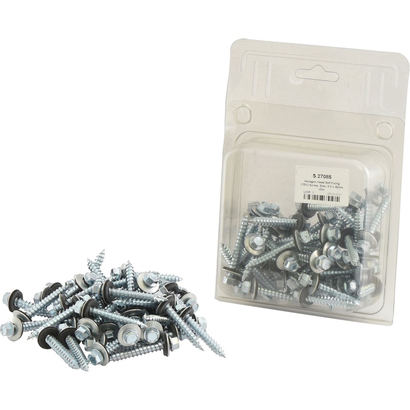 Hexagon Head Self Fixing (TEK) Screw, 6.3x45mm (DIN 7504K) | Sparex Part No.S.27085