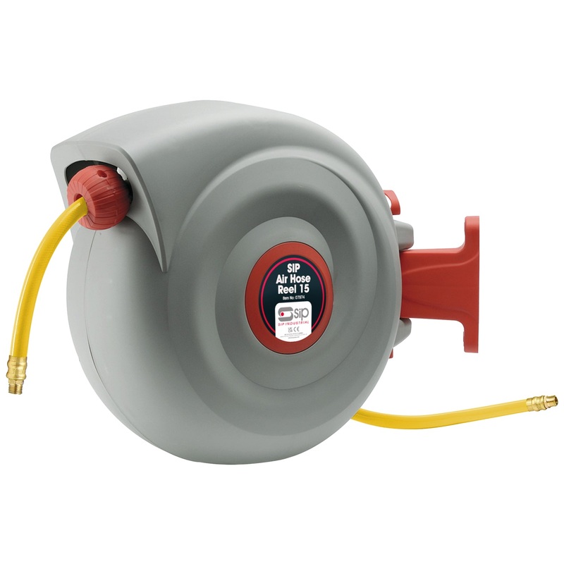 SIP Air Hose Reel 15  15m Hose with Through Flow & Auto-Layer | SIP-07974