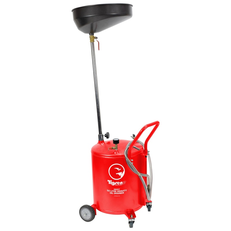 TIGREN 50ltr Gravity Oil Drainer  Adjustable Height & Pneumatic Discharge | SIP-08207