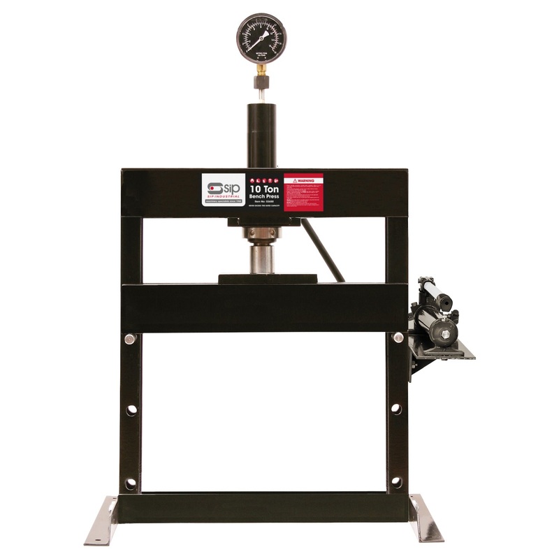 SIP 10 TON Bench Press with Adjustable Workbed & Gauge SIP-03650