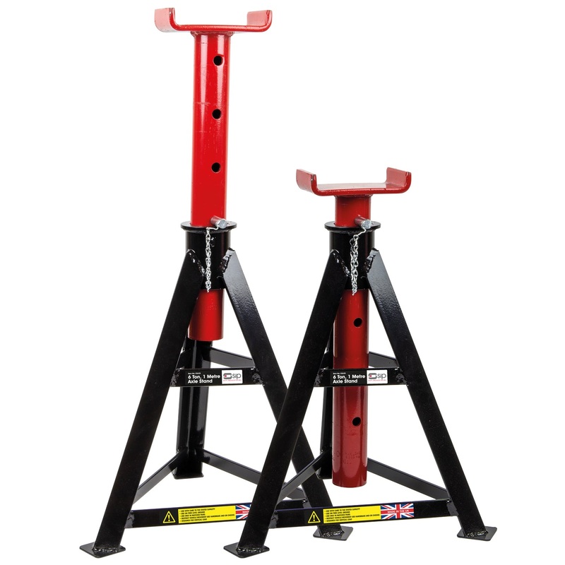 SIP 6 TON 1mtr Axle Stands Pair Adjustable Heavy-Duty SIP-03635