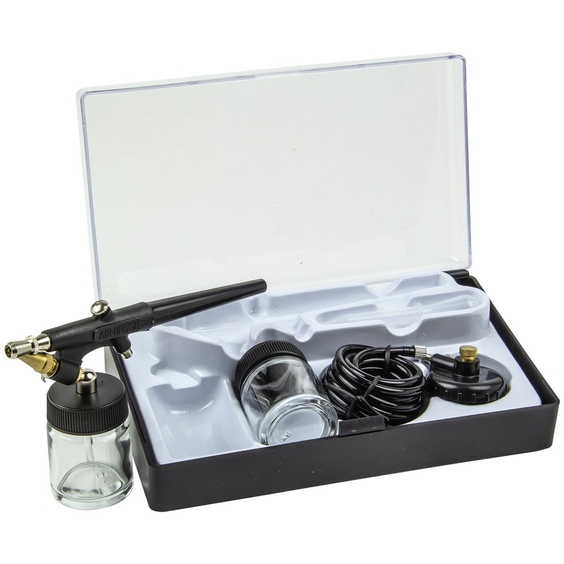 SIP Air Brush Set with 0.8mm Nozzle, Paint Jars & Hose - 01614