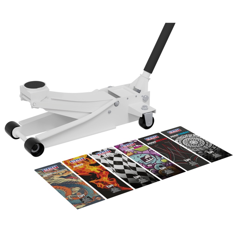 Sealey | Low Entry Custom Design Trolley Jack with Rocket Lift 2 Tonne - White - 2000CW