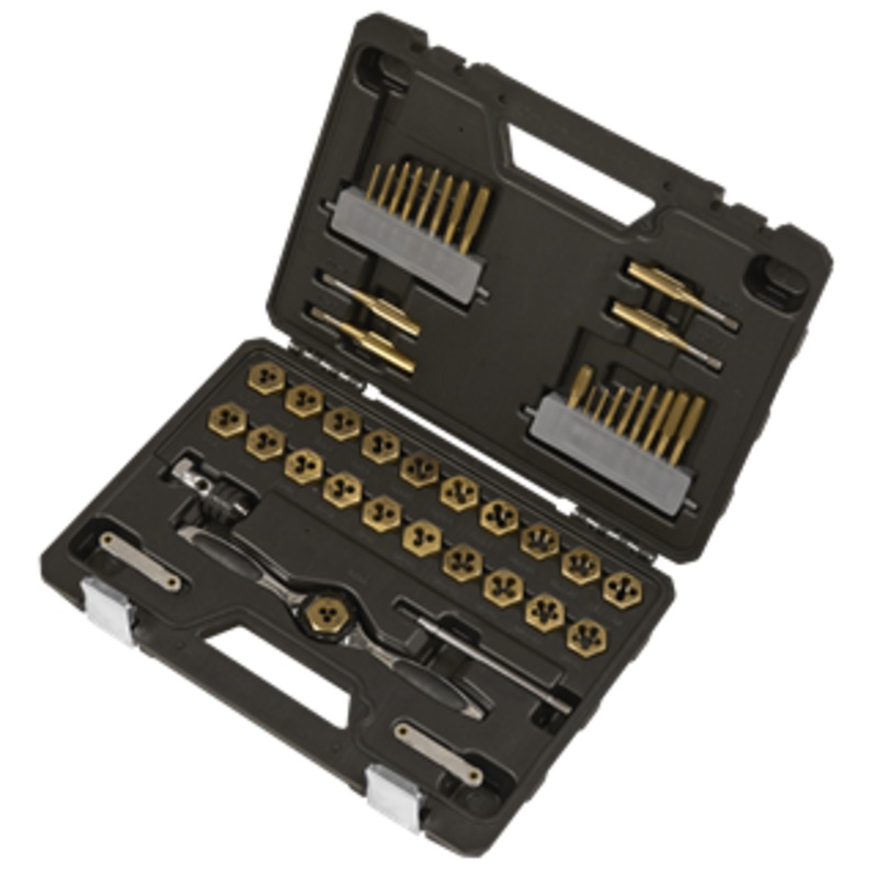 Sealey | Premier Metric & Imperial Titanium Coated Hexagonal Tap & Die Set 46pc - AK3046