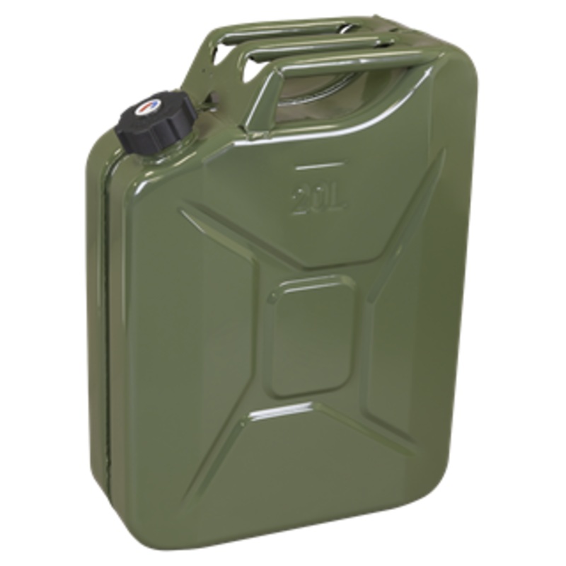 Sealey | Screw Cap Metal Jerry Can 20L - Green - JC20SCG