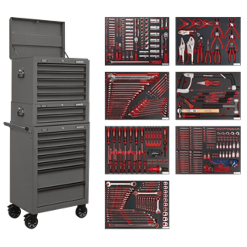 Sealey | Superline PRO Tool Chest Combination 14 Drawer with 446pc Tool Kit - Grey - TBTPCOMBO6