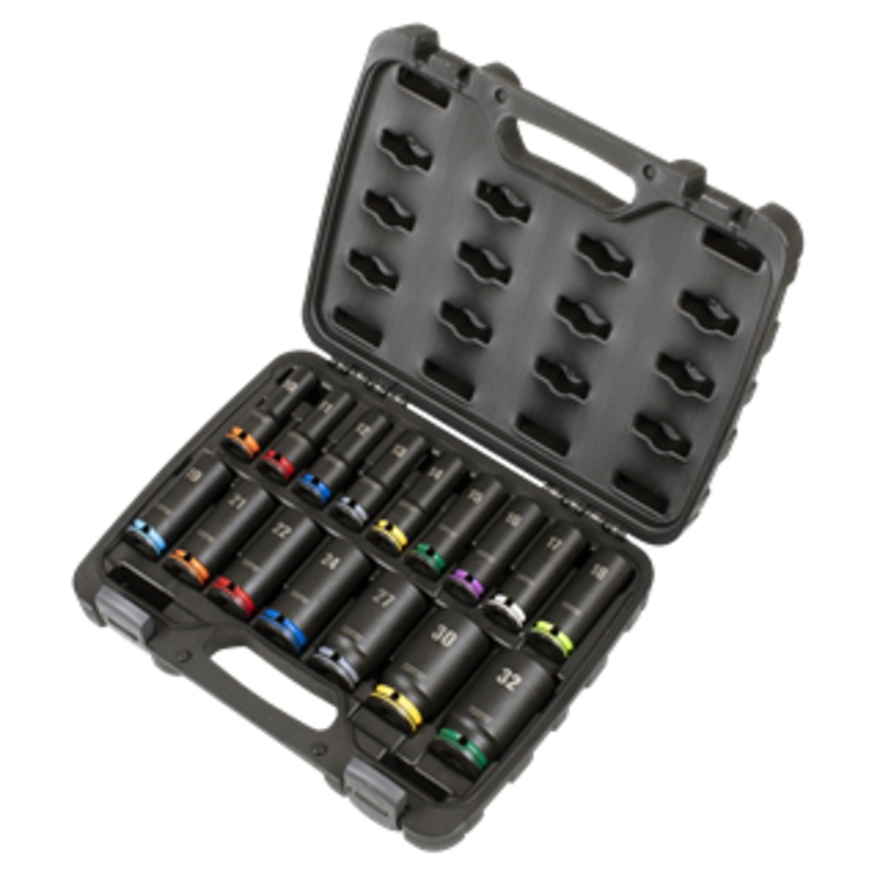 Sealey | Lock-On Deep Impact Socket Set 1/2"Sq Drive 16pc - AK58170M