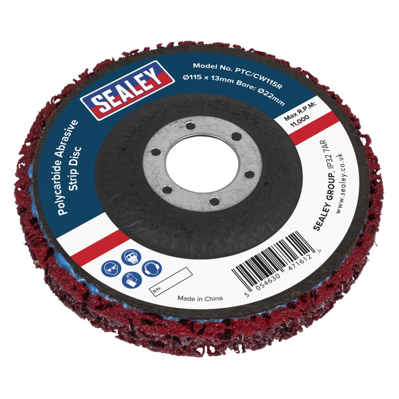 Sealey | Polycarbide Abrasive Strip Disc 115 x 13 x 22mm - Red - PTC/CW115R