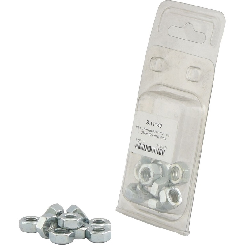 *STOCK CLEARANCE* - Metric Hexagon Nut, M8x1.25mm (DIN 934) Metric Coarse | Sparex Part No.S.11140