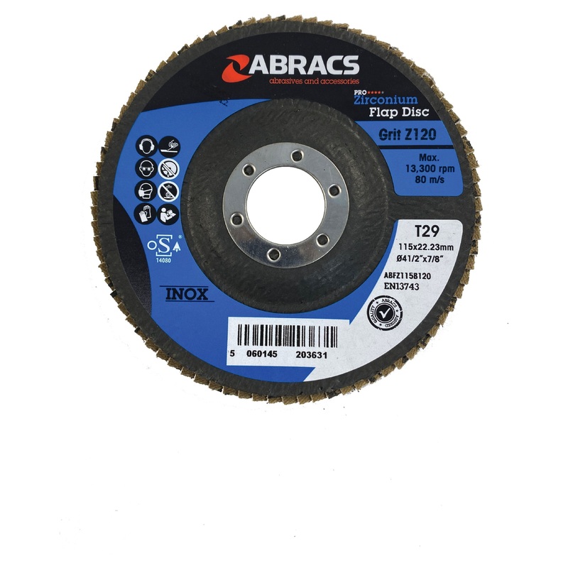 Flap Disc 115 x 8 x 22mm - 120 Grit | Sparex Part No.S.13353