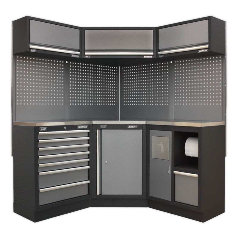 Superline PRO 1.6m Corner Storage System - Stainless Worktop - APMSSTACK08SS