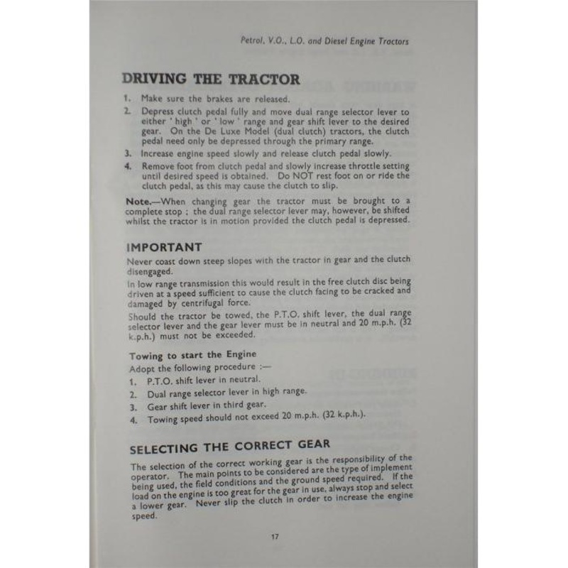 *SPECIAL PRICE* - FE35 Tractor with petrol, TVO or 23c diesel Operators Instruction Book - 819046M1