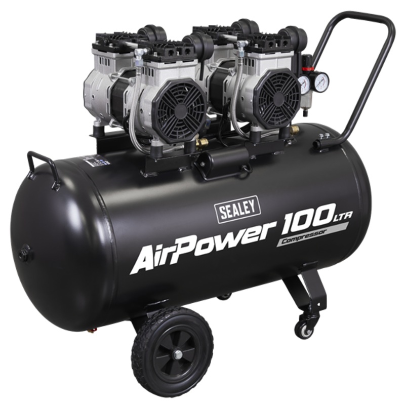 Sealey | 100L Oil Free Low Noise Direct Drive Air Compressor 2 x 2hp - SAC10001S