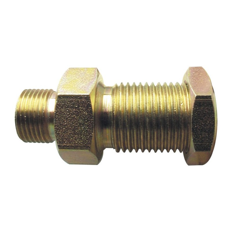*SPECIAL PRICE* - Hydraulic Adaptor 1/2'' BSP Male x 3/8'' BSP Male Bulkhead with Locknut | Sparex Part No.S.2529