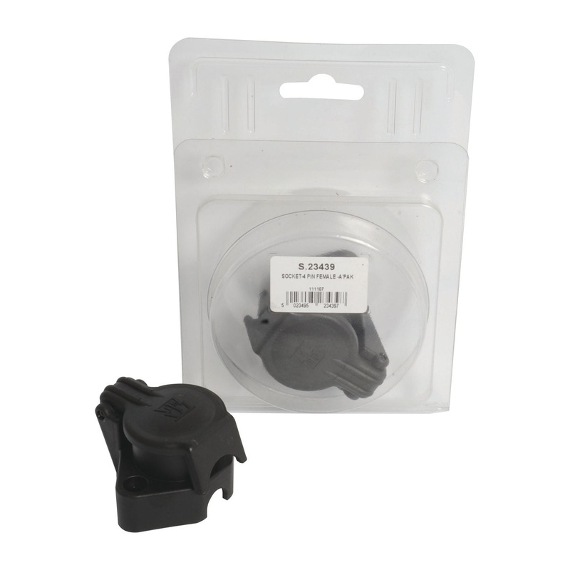 *SPECIAL PRICE* - 4 Pin Auxiliary Female Socket Black Plastic (Agripak) | Sparex Part No.S.23439