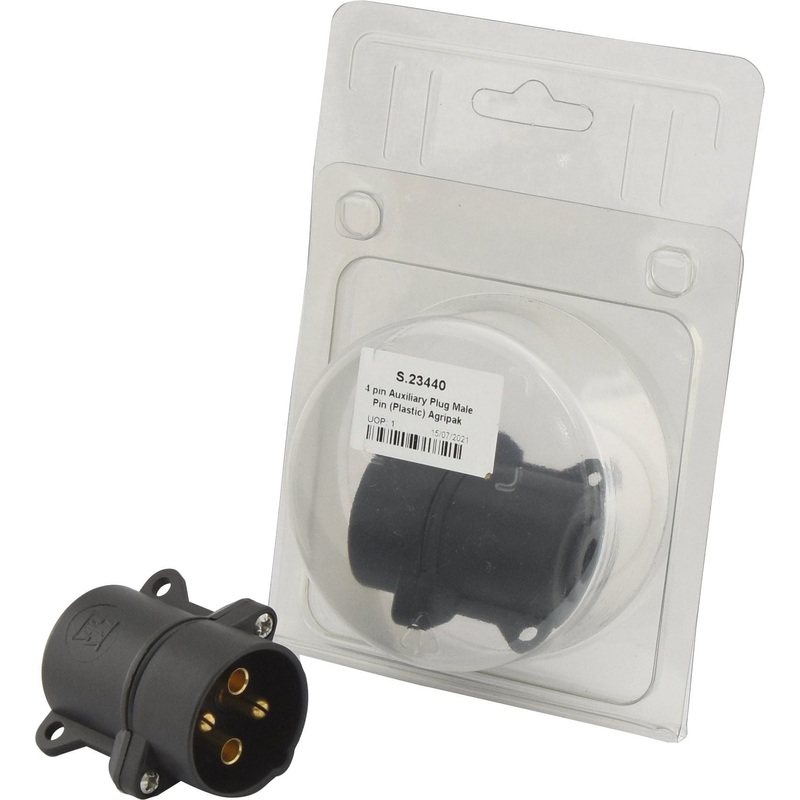 *SPECIAL PRICE* - 4 Pin Auxiliary Plug (Male), Black Plastic (Agripak) | Sparex Part No.S.23440